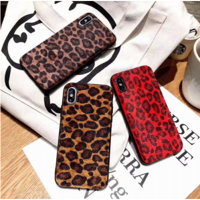 New fashion Hard plastic Velvet leopard print mobile phone case for iPhone X XS Mas XR Cute patterned print Velvet Back Covers