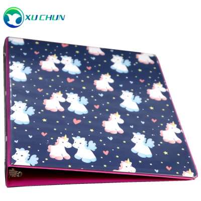 Custom A4 vinyl binder cute horse printing 3 ring binder