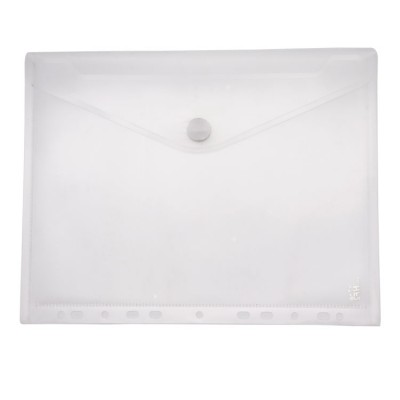 Eco-friendly PP Envelop Bag Clear Envelope Bag With Hook Loop Closure A4 Waterproof File Bag